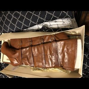 NWT BCBG classy leather cognac otk boots size 8